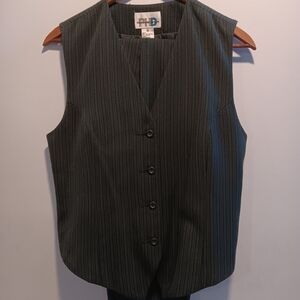 Vintage Striped Green Vest And Pant Set